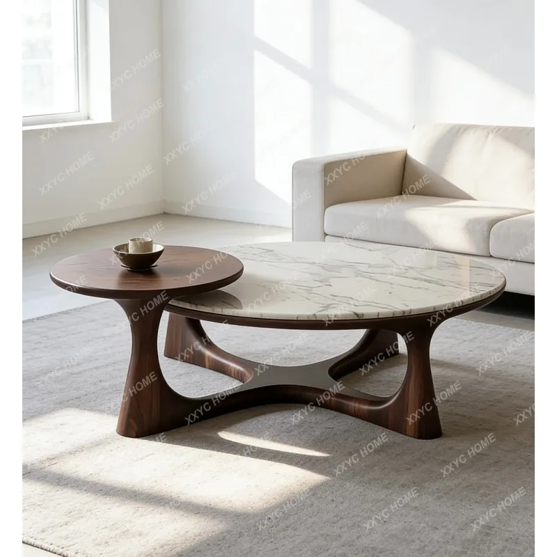 XX light luxury solid wood round small tea table combination modern simple creative living room side table