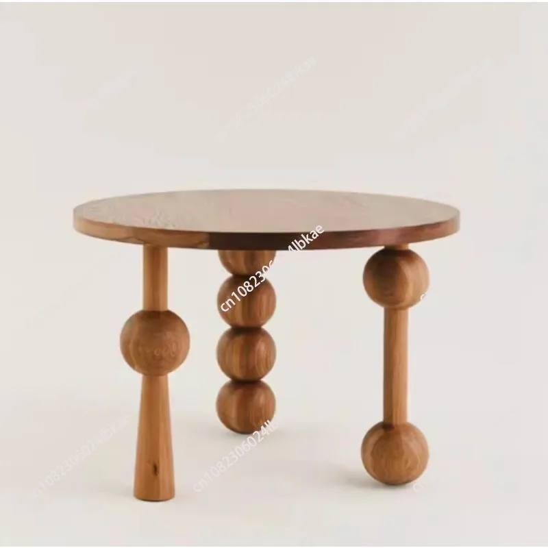 Vintage Round Solid Pine Storage Nightstand, French Light Luxury Accent Side Table Applied For Bedroom Bedside Placement