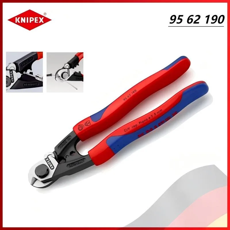 KNIPEX 95 62 190 7 1/4-Inch Wire Rope Cutter - Multi-Combination Pliers, Tether Attachment, Comfort Grip