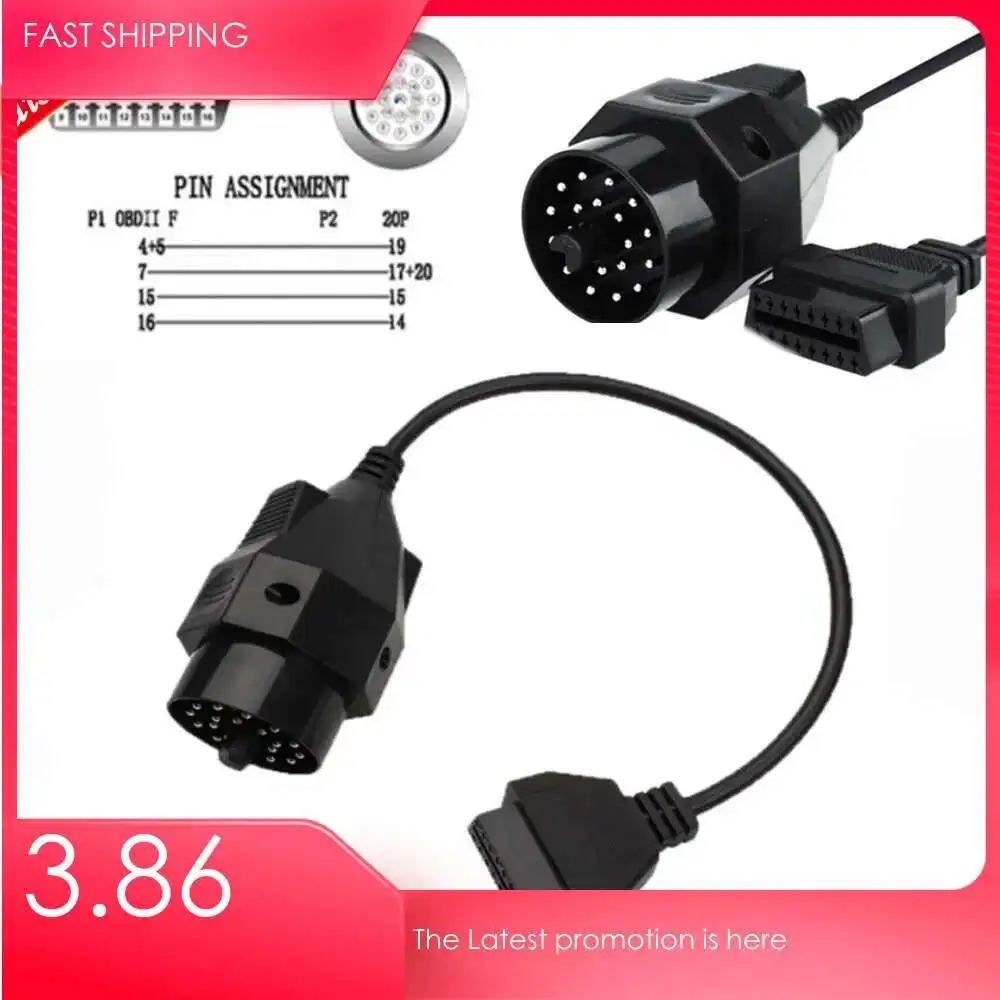 1Pcs Car OBD Extension Cable OBD II Adapter For BMW 20 Pin To OBD2 16 PIN Female Connector E36 E39 X5 Z3 For BMW 20pin To 16pin