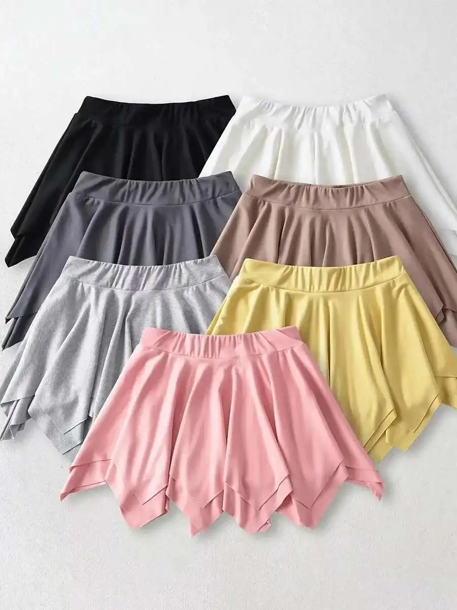 Letnia seksowna, czysta, luźna spódniczka mini z falbankami, damska spódnica z wysokim stanem, modelująca biodra, plisowana, w kształcie litery A, H2JI