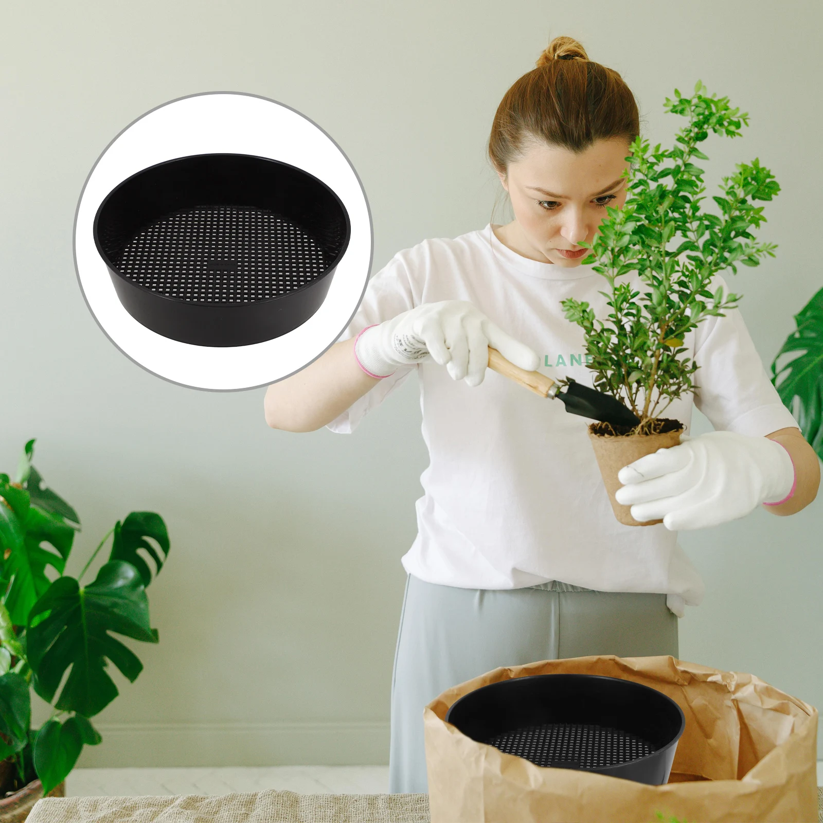 Round Plastic Soil Mesh Screen Dirt Rock Gravel Sand Compost Tool For Gardening Landscaping Outdoor Use Large Capacity Rotary