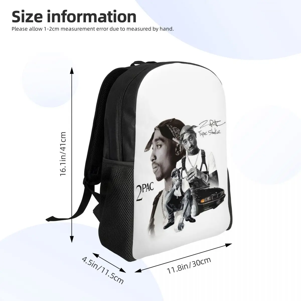 Sac à dos personnalisé 2Pac rappeur Tupac pour femmes et hommes, sac d'école étanche, sac à livres imprimé