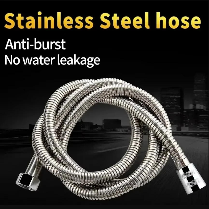 200cm Shower Head Extension Stainless Steel Hose Flexible Durability Anti Winding Tube Bathroom Accessories Plumbing Bath Tools