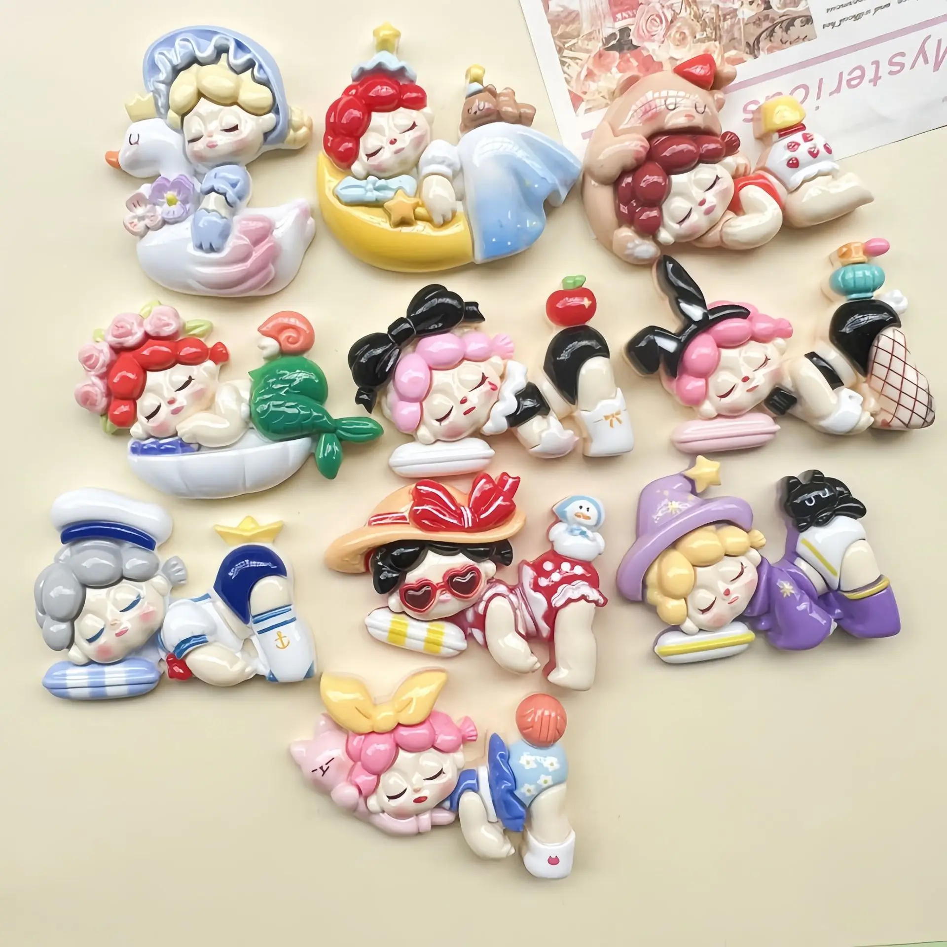 

2pcs New calorie cartoon sleeping beauty girl cartoon resin flatback cabochon diy crafts materials kid handmade jewelry charms