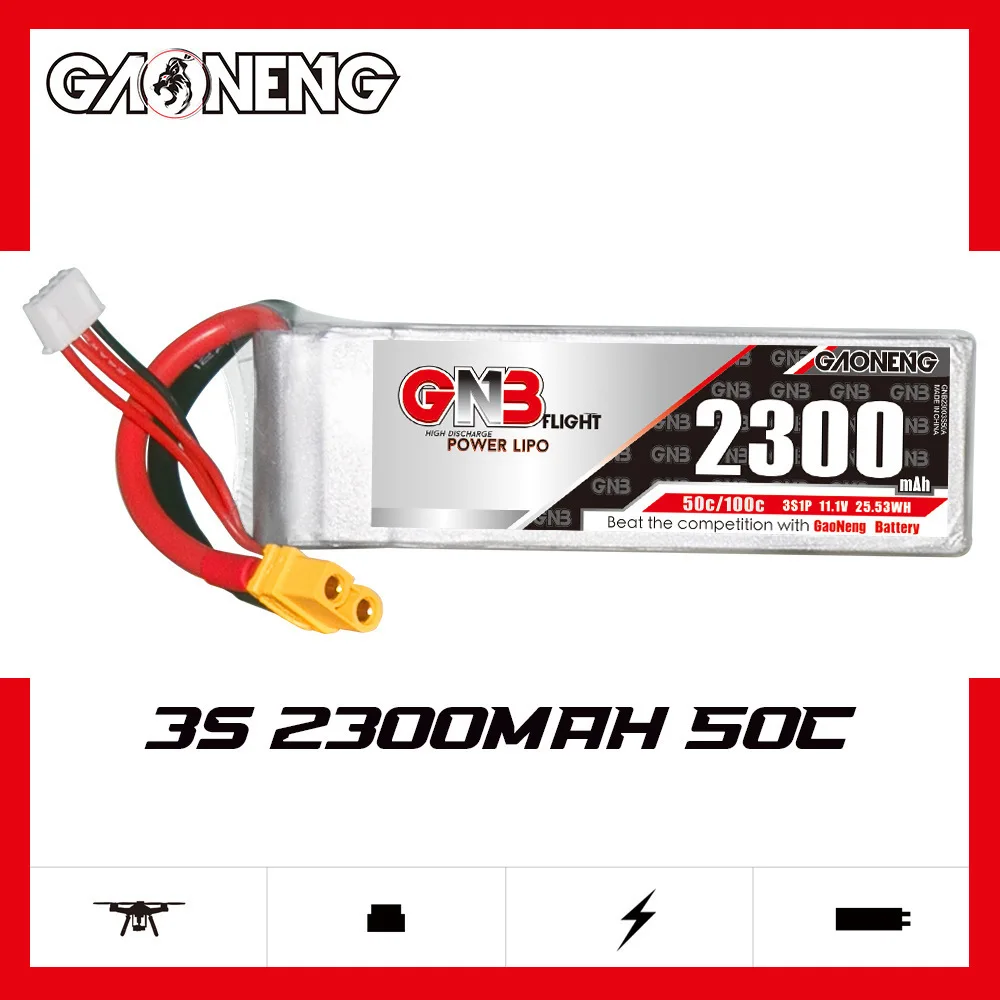 2Pcs GNB 2S 3S 4S 6S 2300mAh 50C/100C Lipo Battery With T XT60 Plug for RC Car Trucks Buggy Vehicles Models RC UAV FPV Airplane