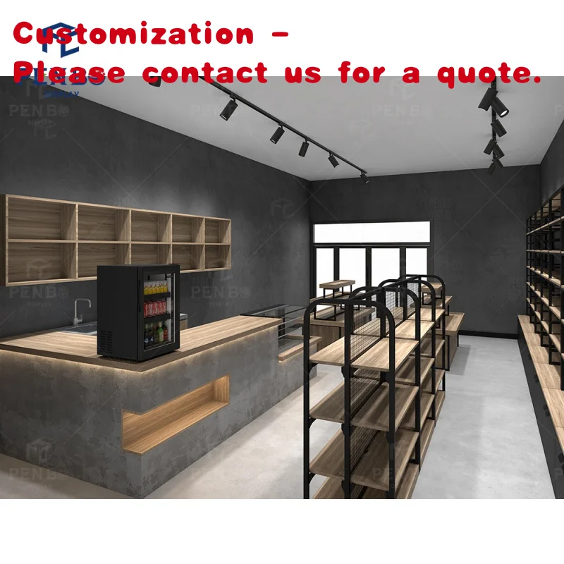 

на заказ. Современный кафе-магазин, барная стойка, дизайн индивидуальной витрины для пекарни, украшения для ремонта, кофейня