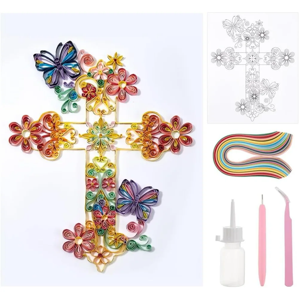 Paper Quilling Kit Cross Quilling Tool Supplier Flower Butterfly Paper Quilling Template Board DIY Crafts Set making kit