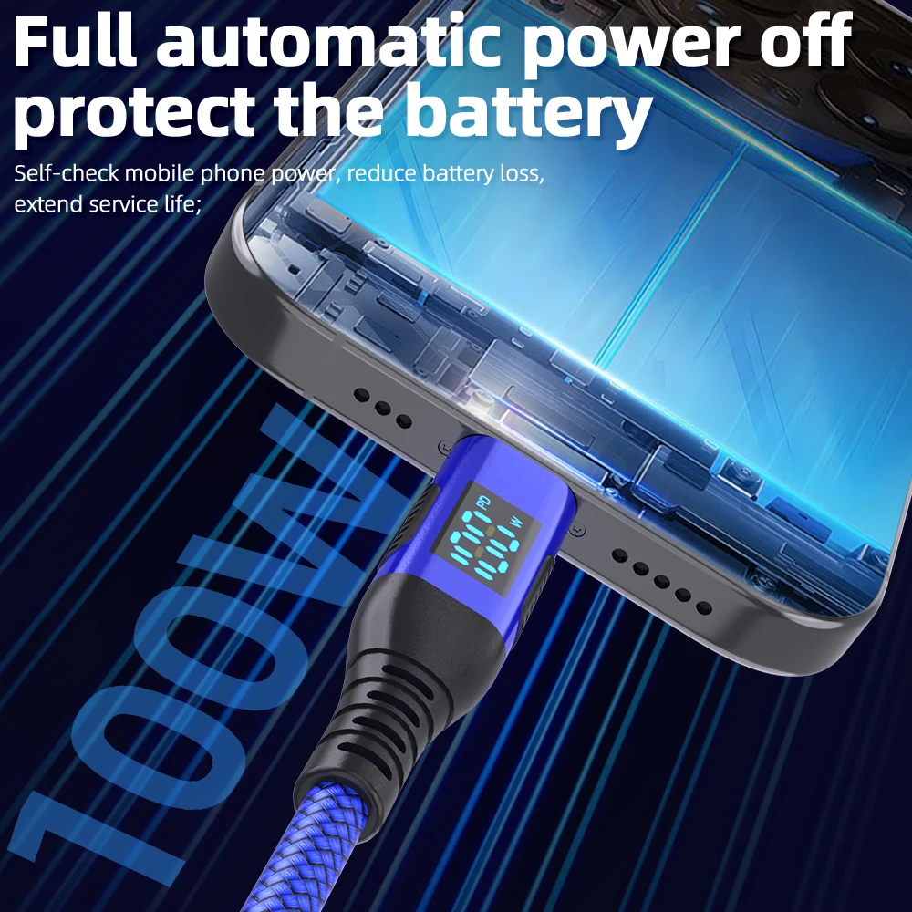 100 واط USB-C إلى USB C شحن سريع كابل الهاتف نوع C إلى Tyoe C كابل شواحن ل Xiaomi 17 برو Oneplus 13 15 ممن لهم هواوي آيفون