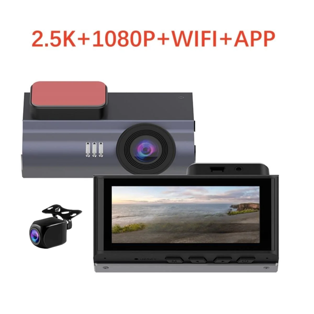 

3,39-дюймовый видеорегистратор с двумя камерами 2.5K+1080P, ультра HD, Wi-Fi, ночное видение, WDR, запись видео, режим парковки 24 часа