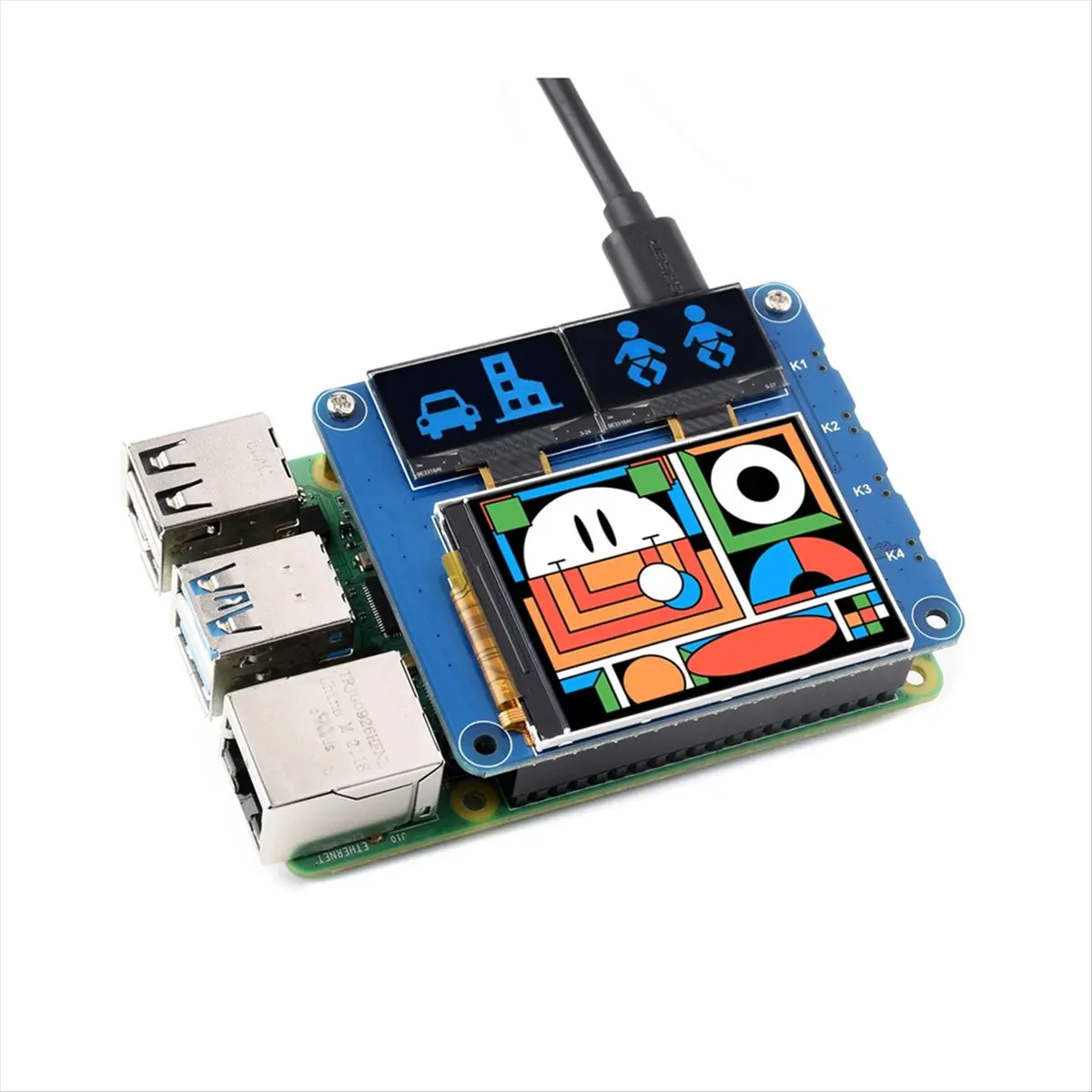 2inch LCD Screen with 0.96inch OLED Display Module HAT Kit for RPi Zero 2 W 3 Model B 4 5 Expansion Board