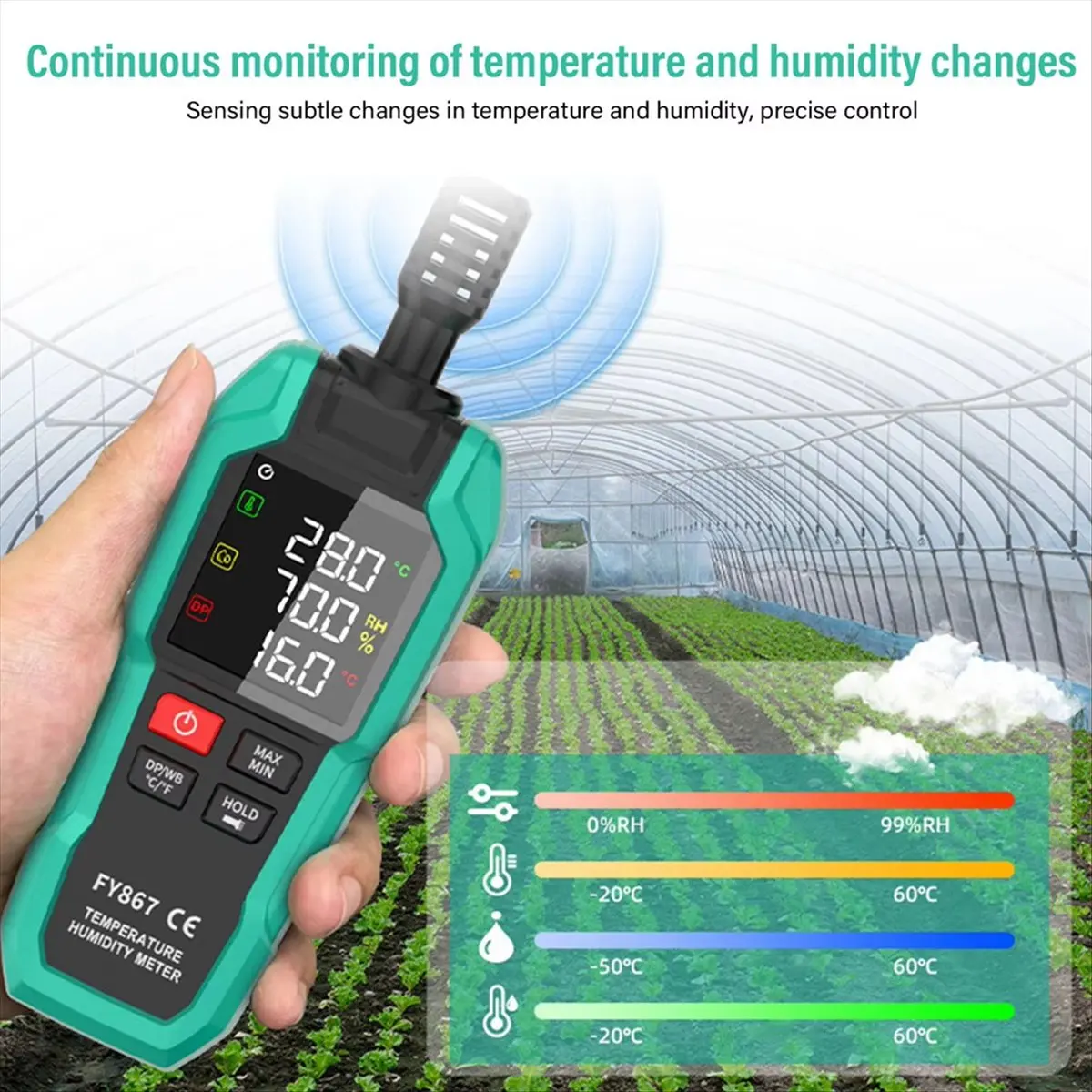 A003  Handheld Temperature Humidity Meter Thermo Hygrometer High Sensitivity Ambient Dew Point Wet Bulb Thermometer