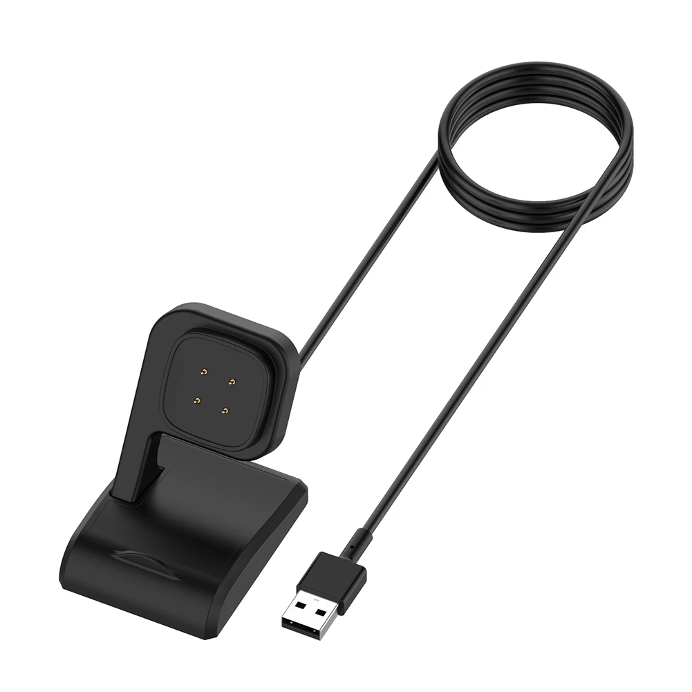 شاحن USB محمول لـ Fitbit Versa 3/Fitbit Sense كابل شحن محطة قاعدة السوار الذكي كابل شحن بديل