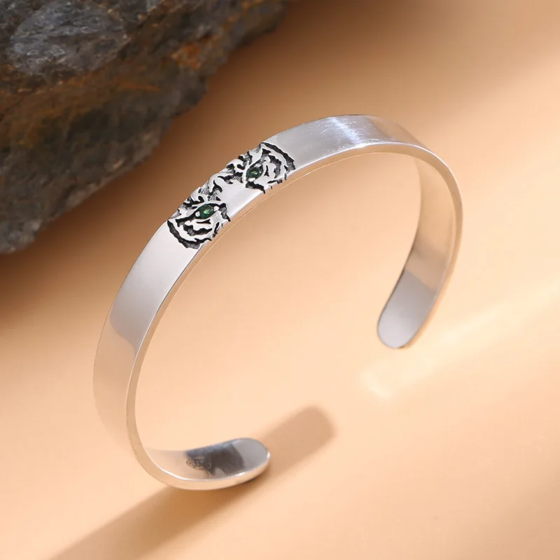 

Sterling silver zodiac year tiger bracelet female animal personalized bracelet trendy jewelry gemstone vintage jewelry