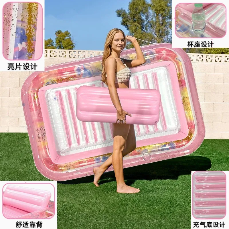 

Large inflatable floating bed summer swimming pool sunbathing thickened floating raft inflatable mattress water lounger