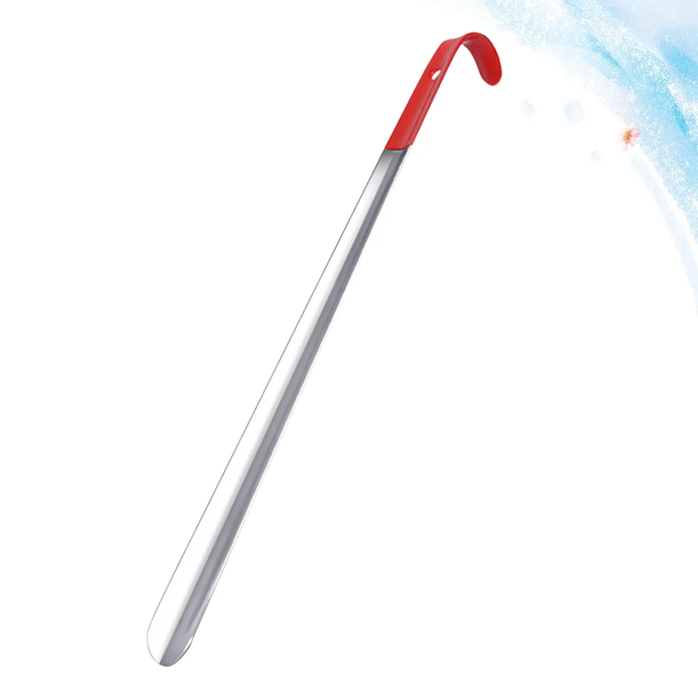 

1pc Shoe Horn Tool Long Handle Ergonomic Stainless Steel Tray Back Pain Relief for Elderly Pregnant Red Color Massage Relaxation