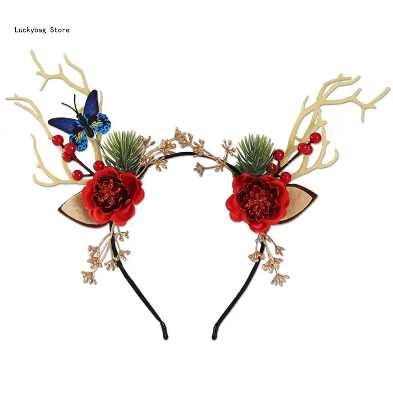 Christmas Headwear Headband Photo Party Cosplay Costumes Flower Butterfly