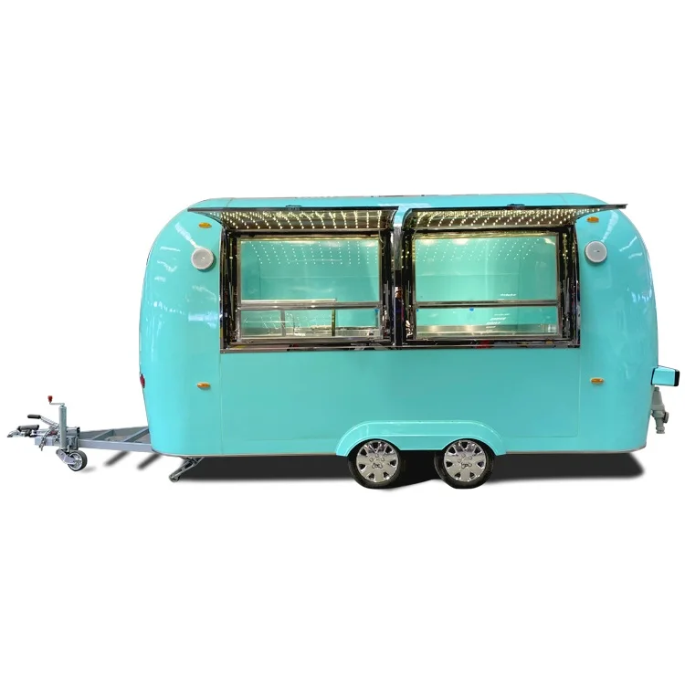 Stainless Steel Food Vending Trailer Cars Mobile Restaurant Trailer Buffet Cart Fast Food Carts Selling Food Truck For Sale