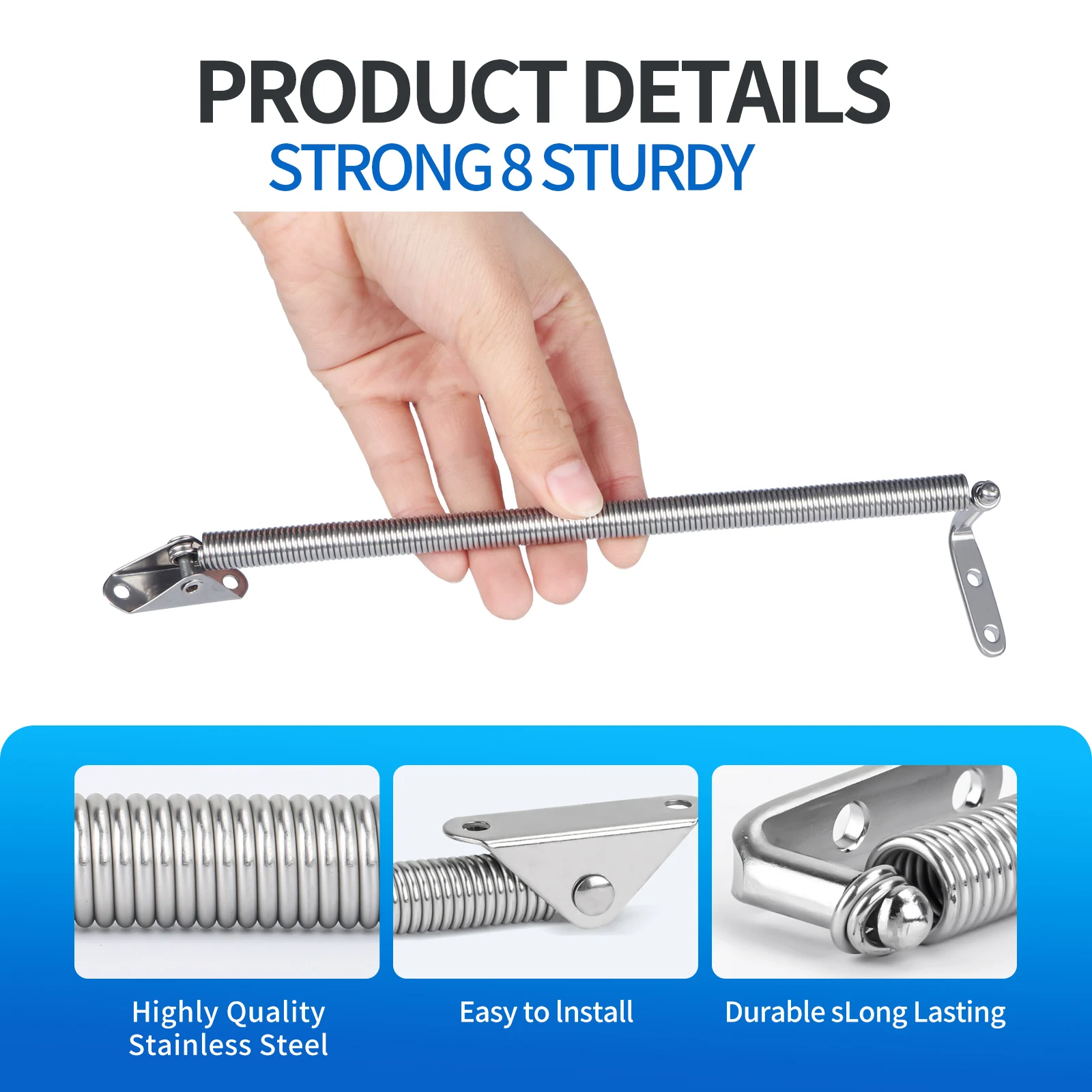 الفولاذ المقاوم للصدأ العلوي تصاعد بار ، الأجهزة البحرية ، دعم فتحة القارب ، الأدوات اليدوية للقوارب ، 8-5 ، 8 "، 2 قطعة