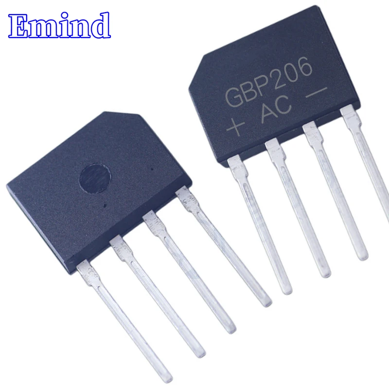 10/20Pcs GBP206 Bridge Rectifier 2A/600V GBP206G Bridge Stack DIP-4 Flat Bridge