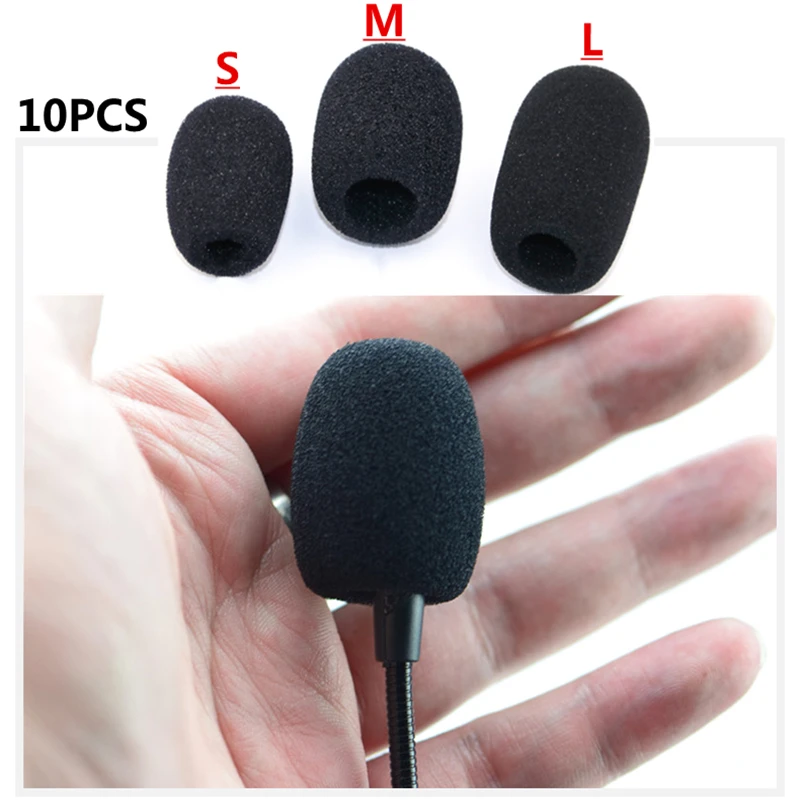 10Pcs Black Microphone Dedicated Set Headset Replacement Foam   Headset Mic Cover Microphone Windscreen Headset Sponge