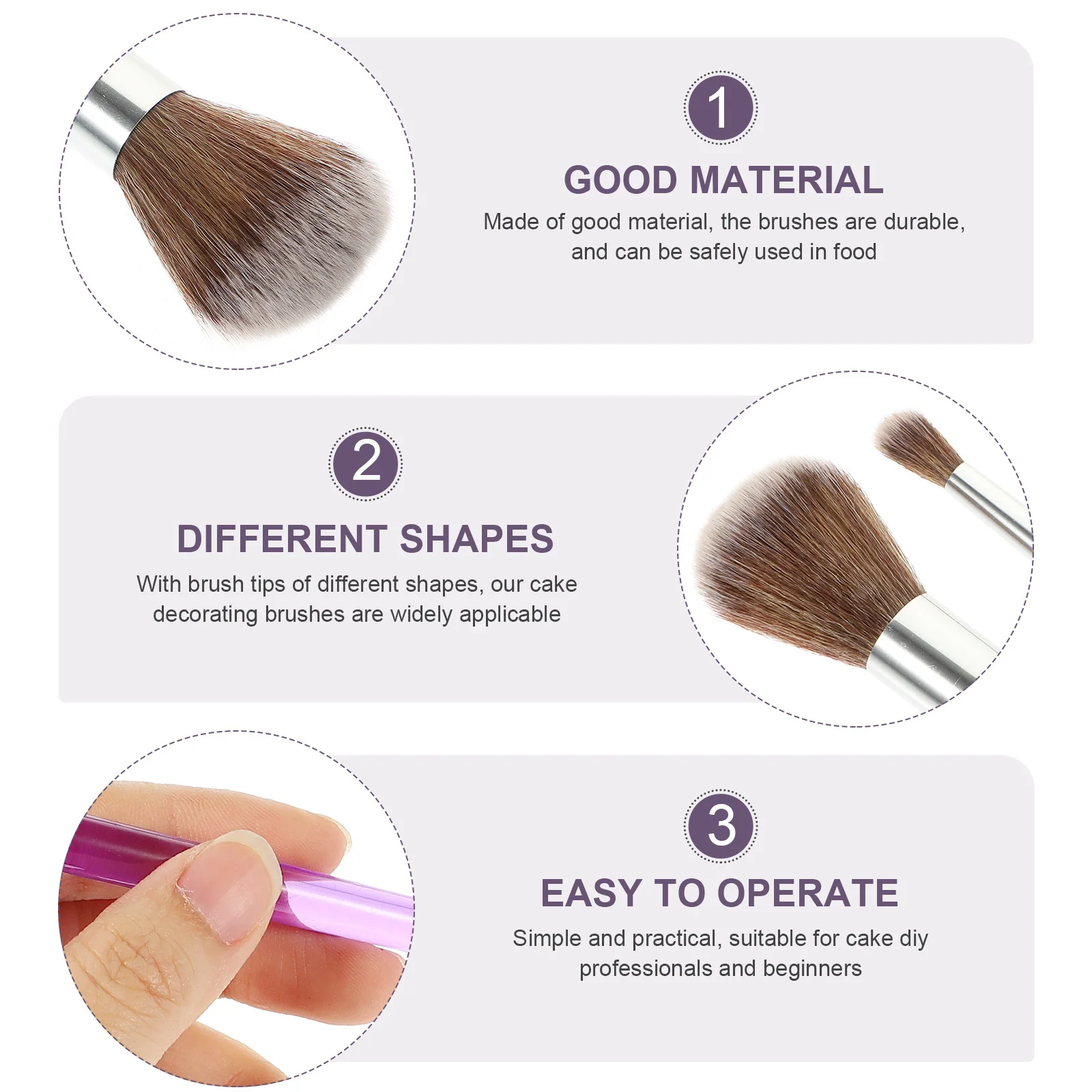 

2pcs Decorating Brushes Multi-Function Dessert Brush Set For Baking Cake Diy Fondant Painting Kit Household Cookie Decorating