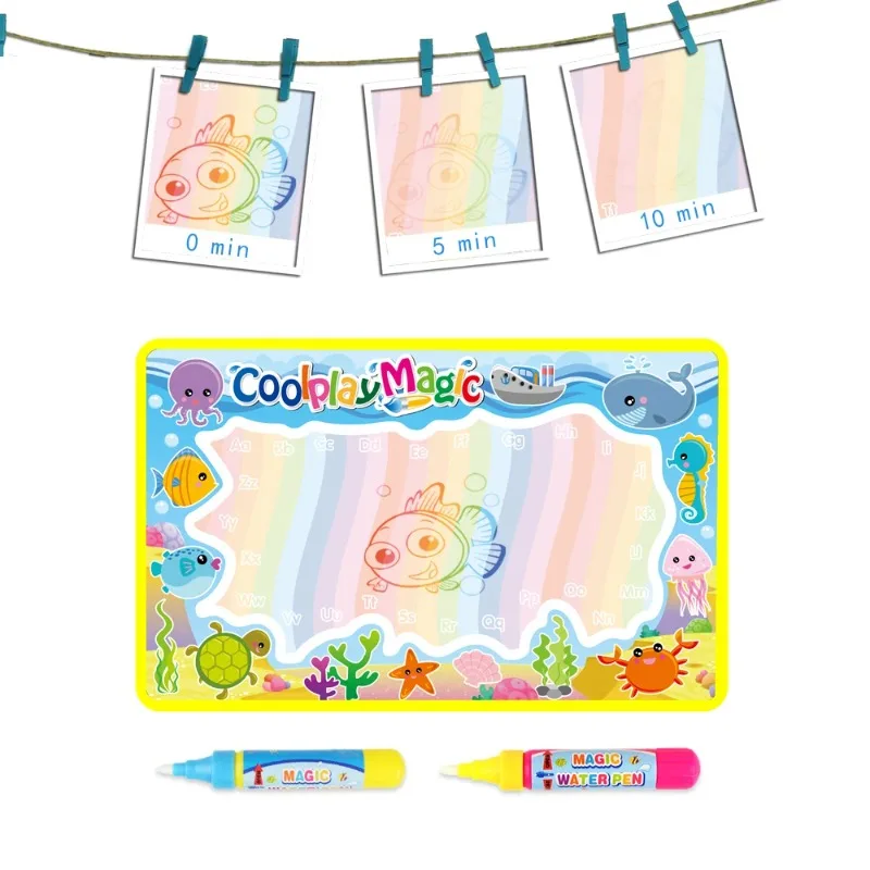 Tierthemen Regenbogen Wasser Zeichenmatte Wasser Doodle Matte Malbücher Wassermalerei Teppich Weihnachtsgeschenk für Kinder