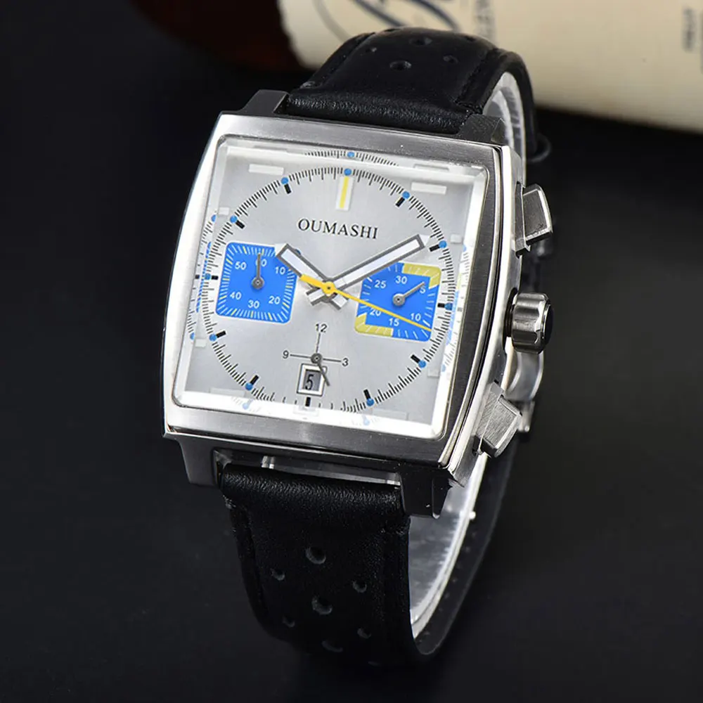 Multifunctional chronograph ETA 7750 นาฬิกา 40 มม.นาฬิกา Sapphire Glass กันน้ํานาฬิกาผู้ชาย ETA 7750 การเคลื่อนไหว