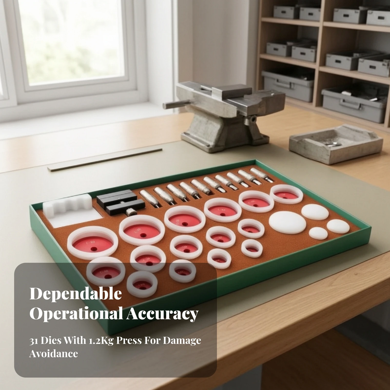 Watch Press with 31-Piece Die Set Professional Watch Repair Press Universal Long-Lasting for Watchmakers, Workbenches