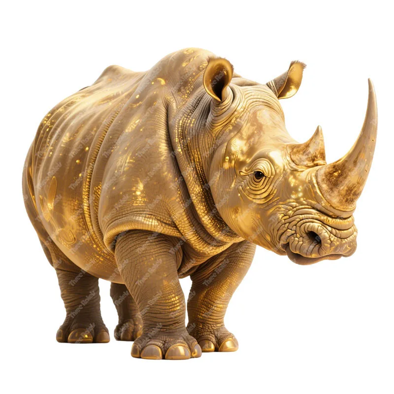 Three Ratels CAB32 Golden Rhinoceros Animal Wall Stickers for Home Decoration Personalized car decals