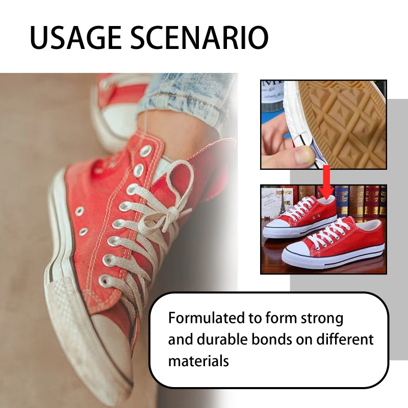 Adhesivo para reparación calzado impermeable para zapatillas, botas, zapatos cuero