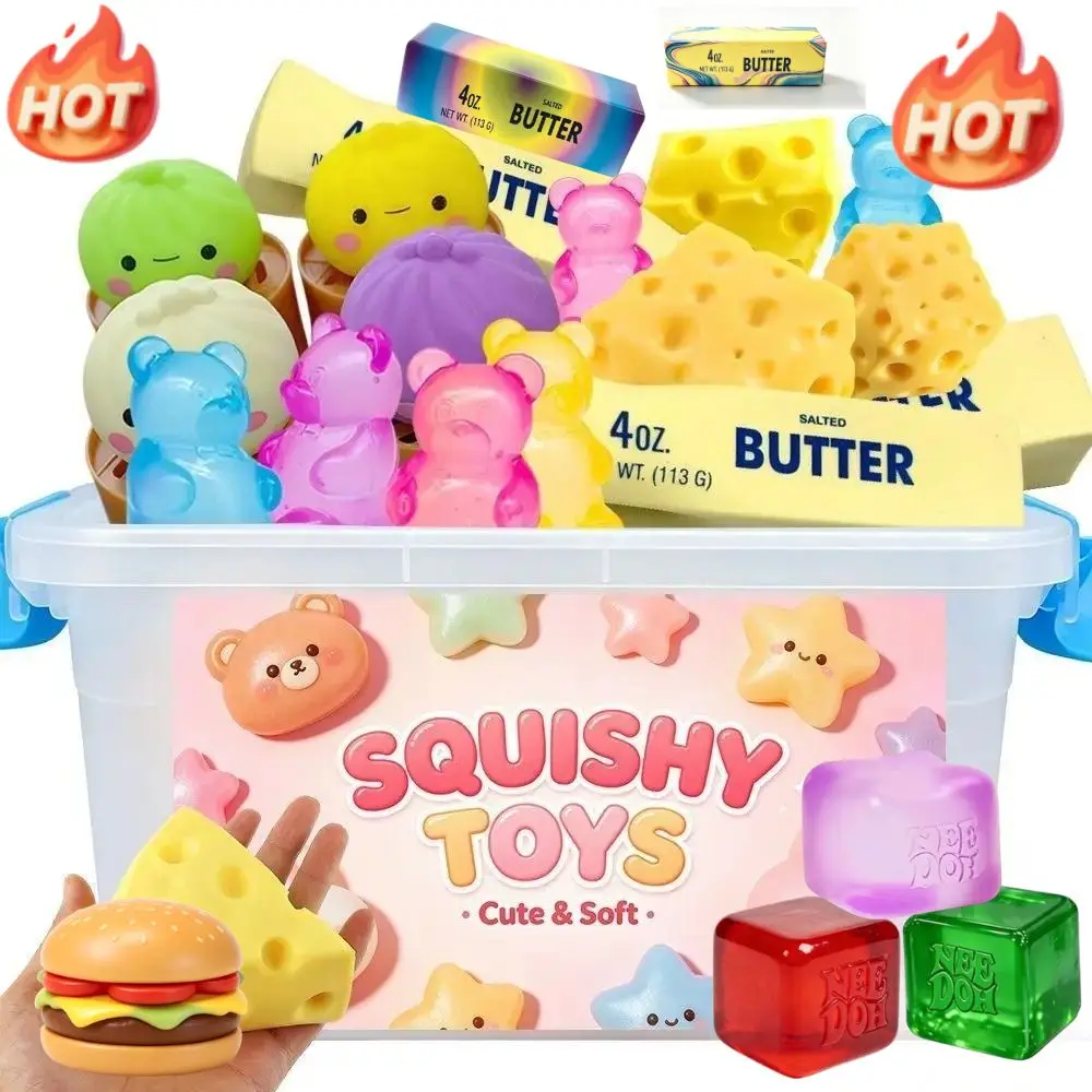 *Multi Slow-Rising Squishy, Random Includes: Cheese Squeeze Toys, Steamed Buns And Dumplings,Long Butter Bread,Bear Squishy Toys