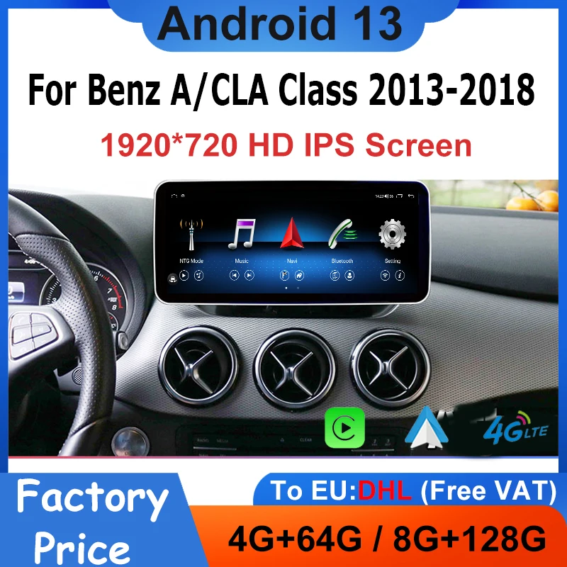 

GPS-навигация Android 13 для Mercedes Benz, задняя фотография, автомобильный видеоплеер, мультимедийное Сенсорное радио, Bluetooth, 4G