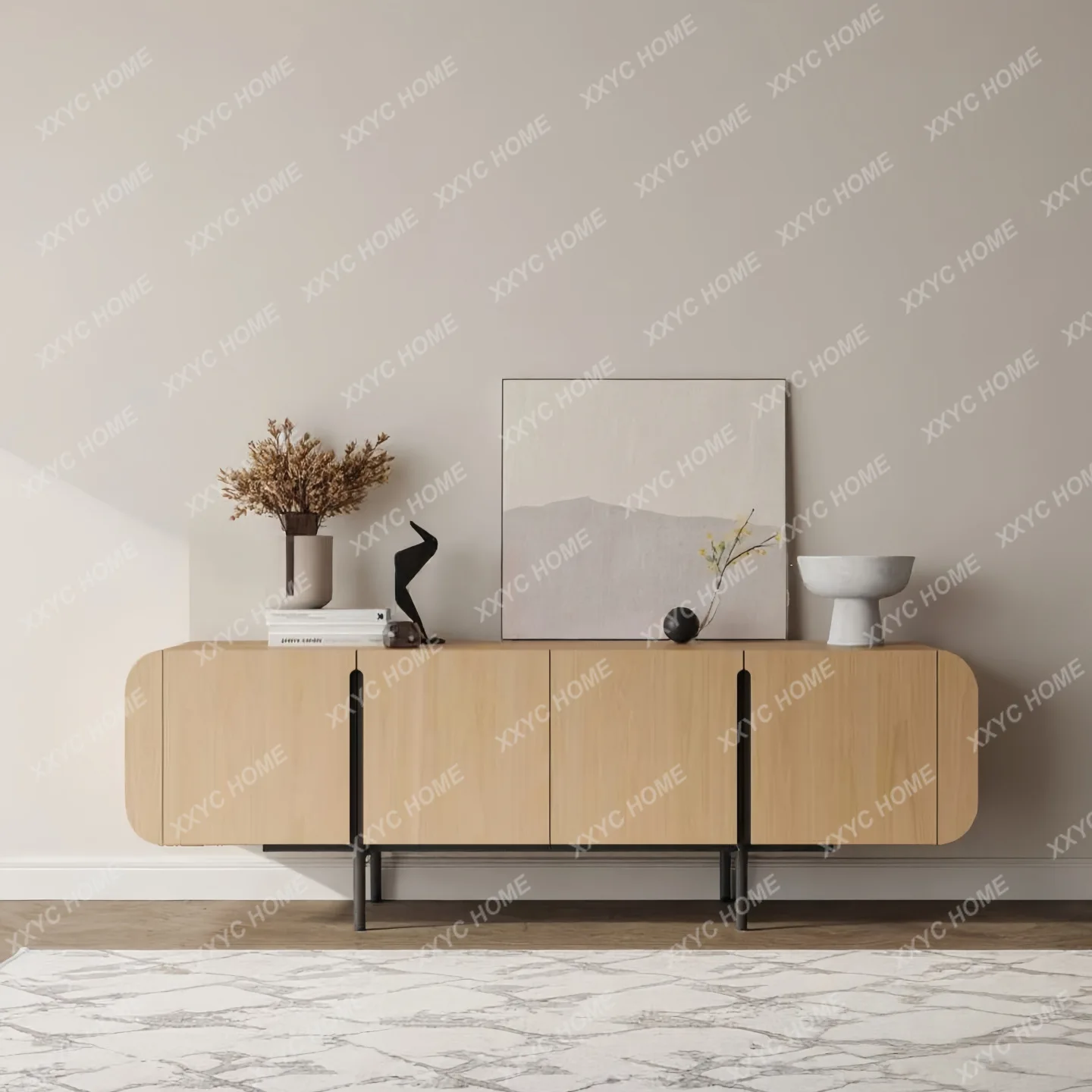 

LX lacquered dining side entryway cabinet entrance living room solid wood storage cabinet