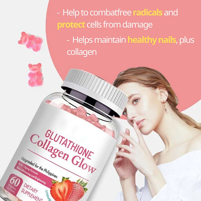 60 Capsules Natural Anti-Aging Biotin Multivitamin Collagen Gummies Glutathione Skin Brightening Health Food