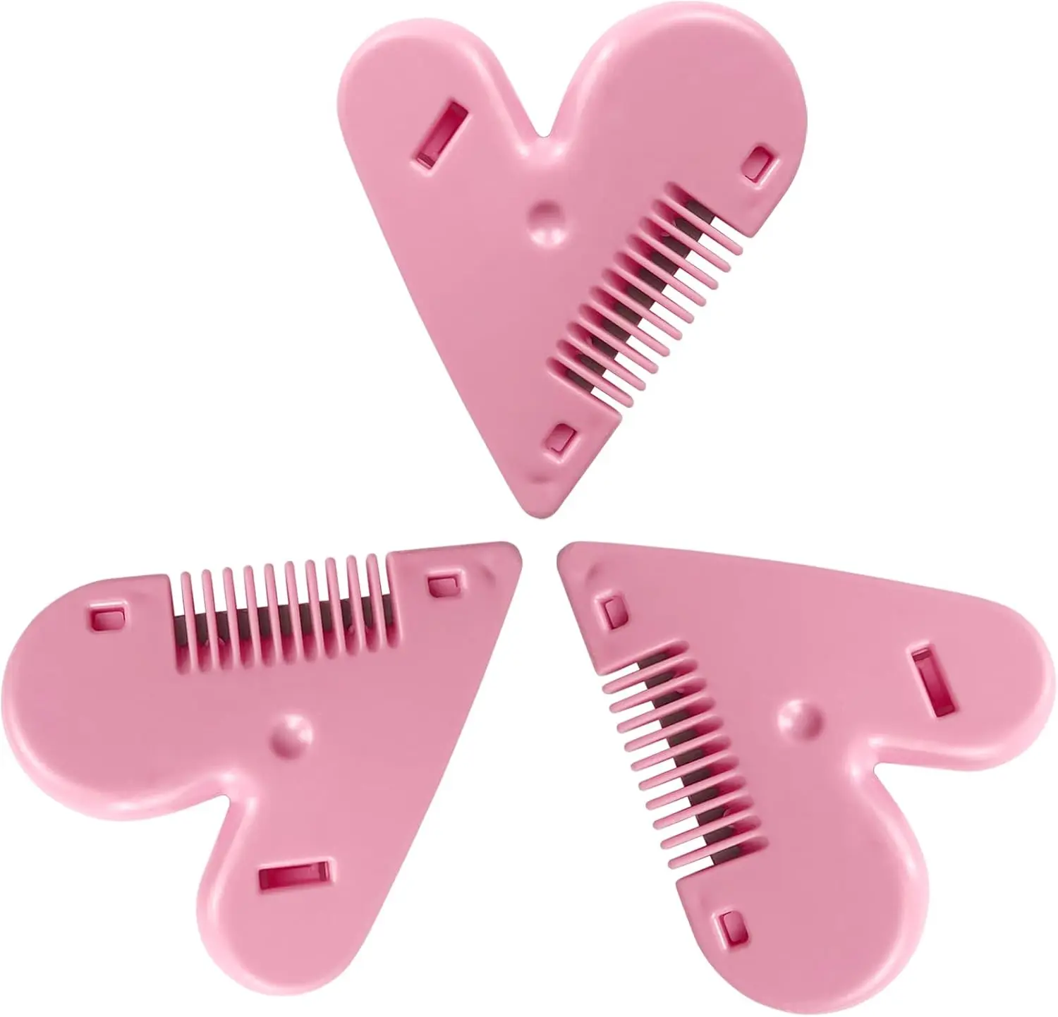 3Pcs Mini Hair Cutter Comb, Heart-Shaped Manual Bangs Trimmer for Kids, Women, Girls Cut Accessories, Pink