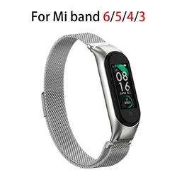 Milanese Loop Strap For Xiaomi Mi Band 6 5 4 3 stainless steel watch belt Bracelet on mi band 6 5 4 3  pro Bands