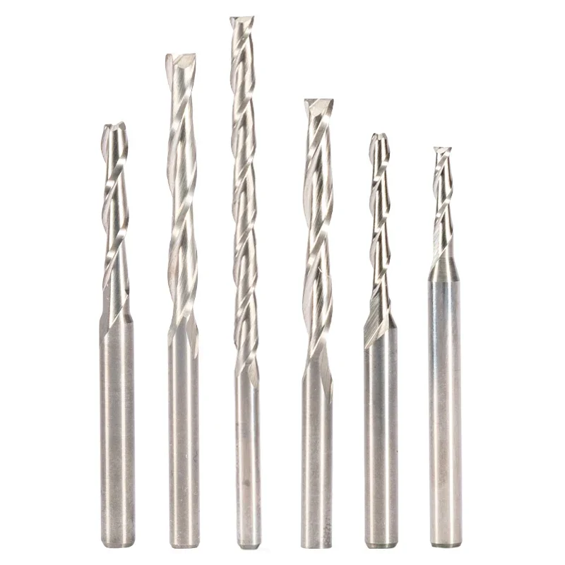 Flat End Mill 2 Flute Spiral Milling Cutter Two Flute CNC Engraving Bit for Wood MDF Carbide Tool Endmill 3.175/4/5/6/8/10mm