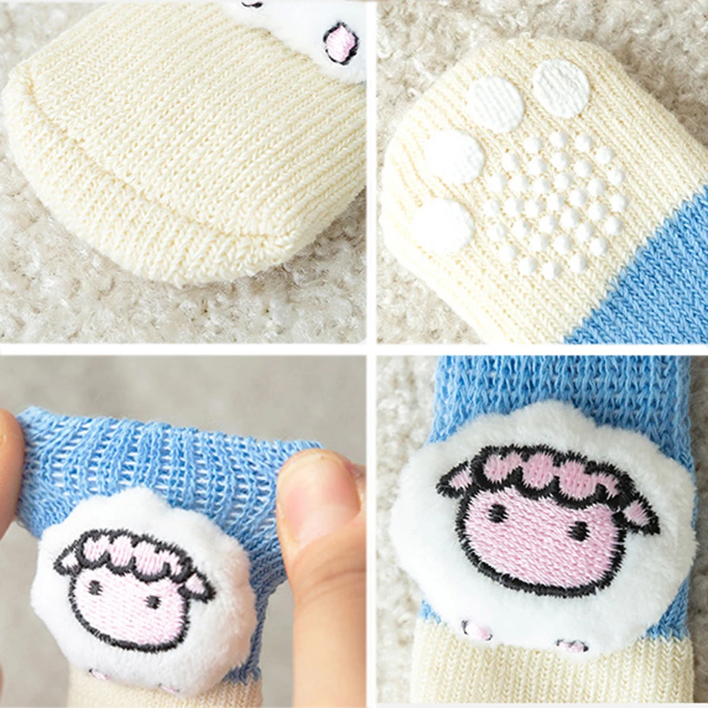 Warm Puppy Socks 3D Doll Cute Dog Socks Cat Knit Anti-slip Socks Thick Paw Protector Booties Socks Sheep Fish Avocado Socks