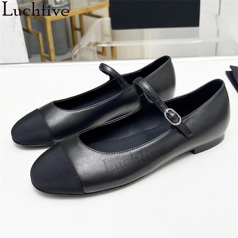 

Multicolor Real Leather Flat Shoes for Women Summer Fashion Week Mary Jane loafers Shoes Luxury Runway Ballet Dance Shoes Mujer