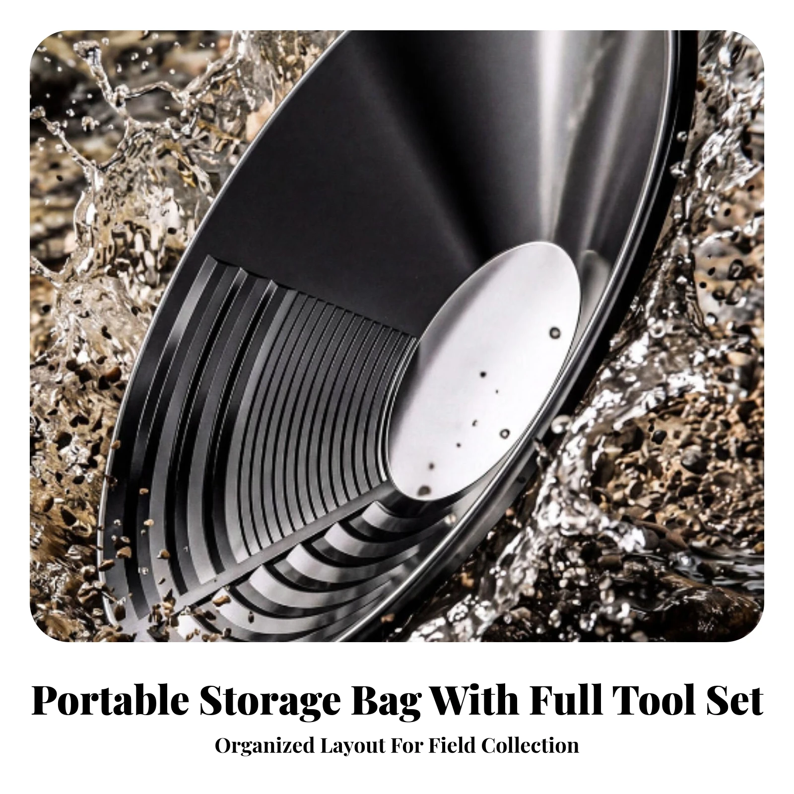 3 Pieces Panning Basin Portable Gold Panning Kit with Shovel and Hook Gold Pan with Ribbed Interior Compact Sediment Separator