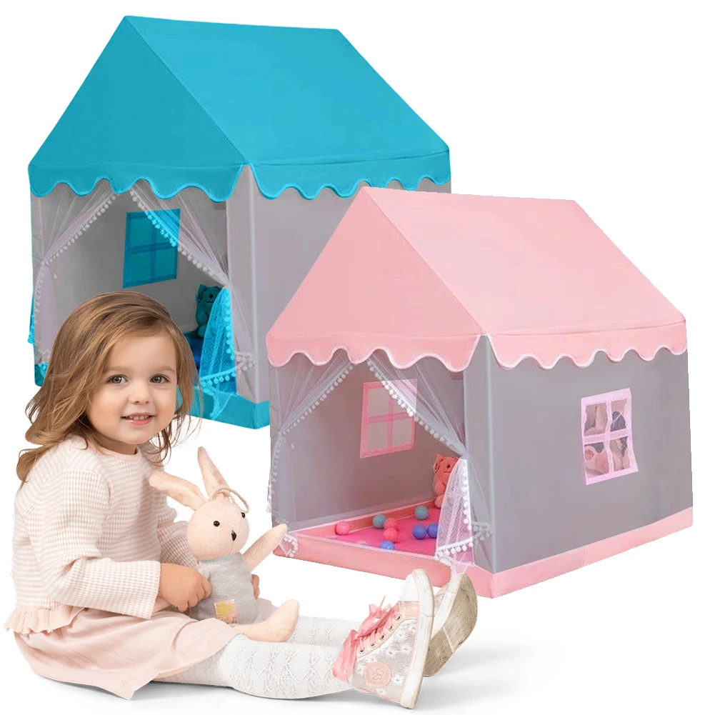 Portable Baby Kids Pink Blue Play House Children Tent Camping Toys Indoor Outdoor Toy Princess House Birthday Christmas Gifts