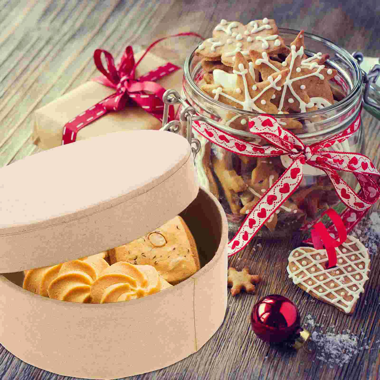 

5 Pcs Gift Candy Containers Round Carton Cookie Packing Supplies Storage Box Small Shipping Boxes Paper Packaging