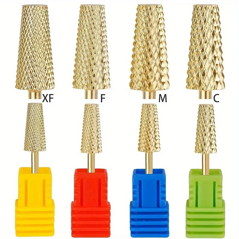 1/2/3Pcs/Box Gold Carbide Clean Nail Drill Bit Tool Rotary File Manicure Pedicure Tools