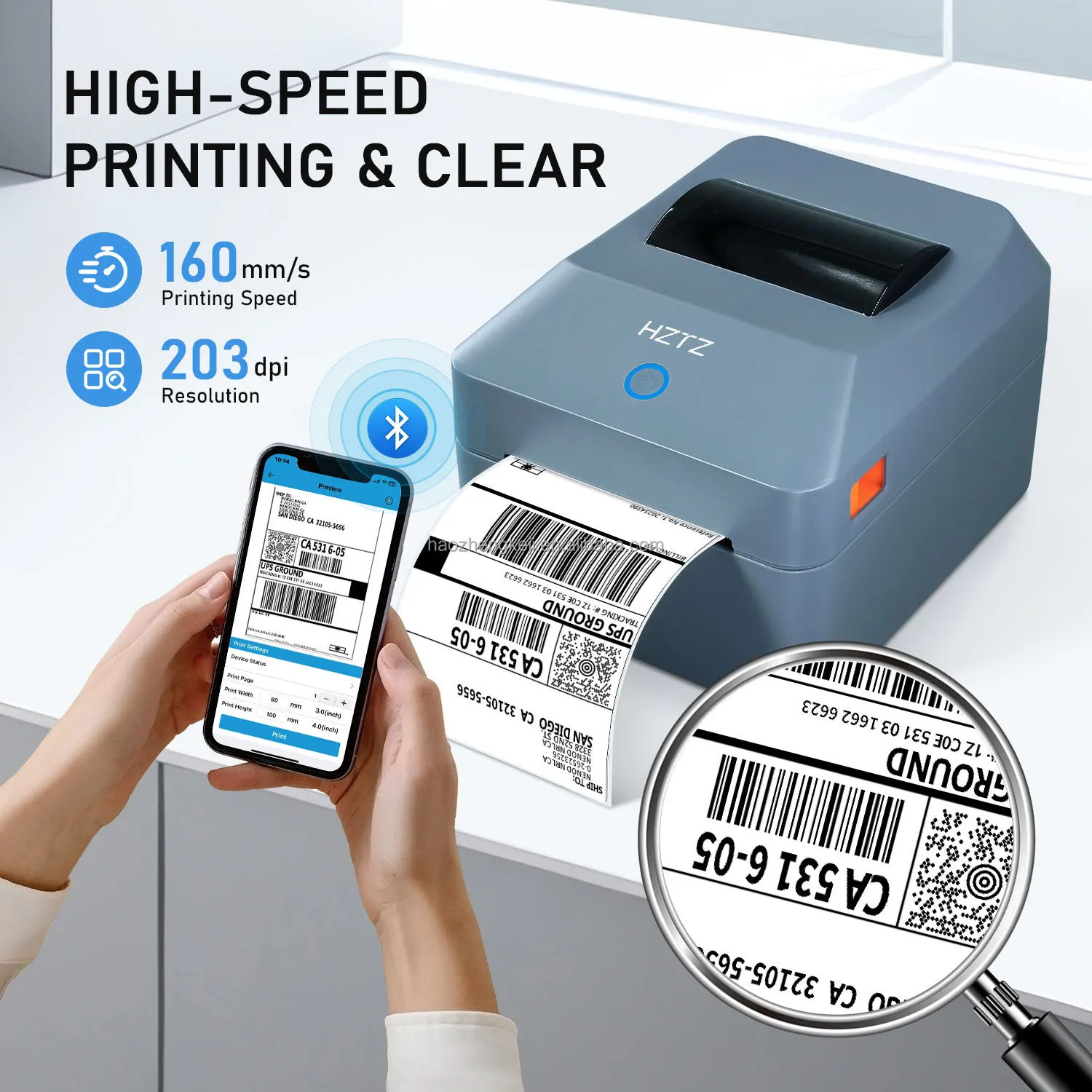 

Adhesive Label Printer Barcode Sticker Printing Machine Thermal Label Printer Waybill 4-Inch Shipping Label Printer