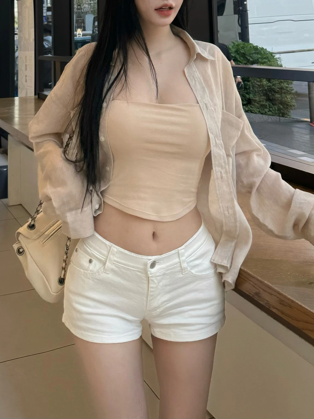 New Korean Style White Low Waist Denim Shorts Women Stretch Skinny Slim Fit A Line Hip Wrap Hot Pants Y2K Trendy Jeans Shorts