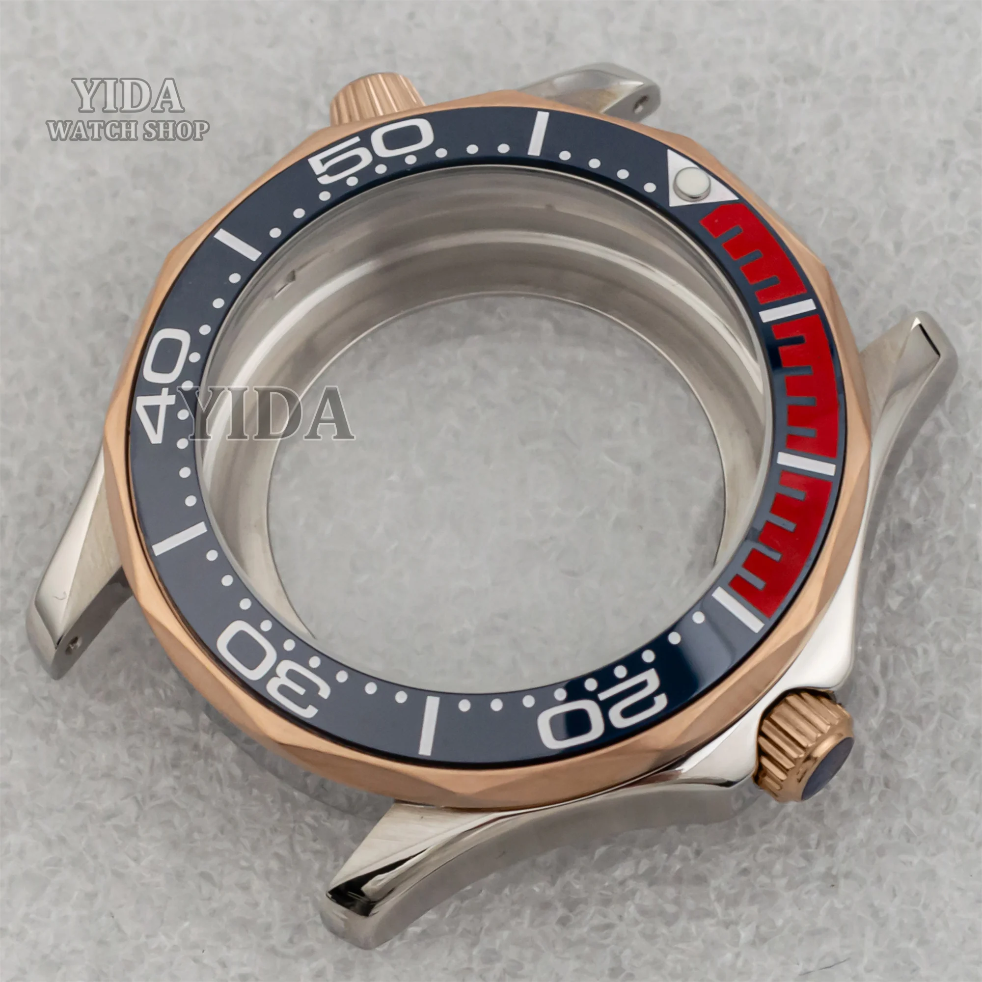 Para seamaster 300 caixa de relógio 41mm prata rosa ouro caso nh35 nh36 movimento automático 100m waterpoof mod peças relógio acessórios