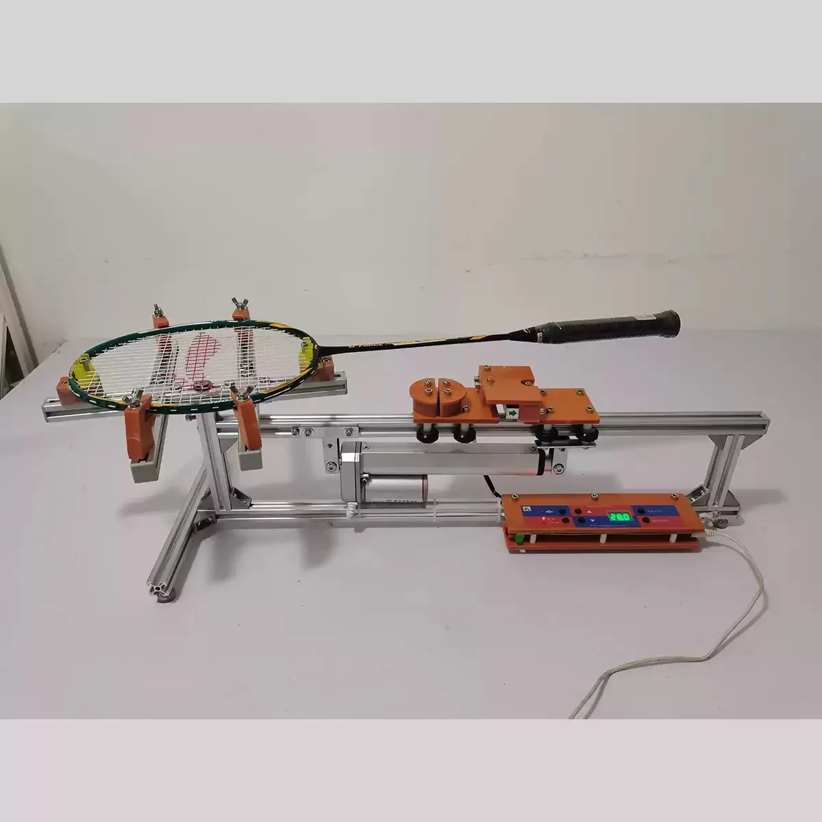 Flat Pull Badminton Racket Stringing Machine, Electric Portable Complete Stringer Kit with Tension Head and Tools