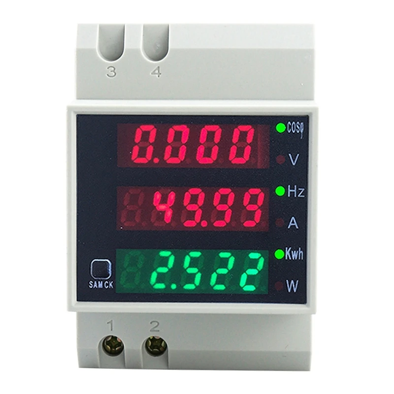 HOT SALE D52-2058 Wattmeter Din Rail Volt Current Meter Power Factor Digital Meter AC80-300V Multi-Function Kwh Hz Meter 0-100A