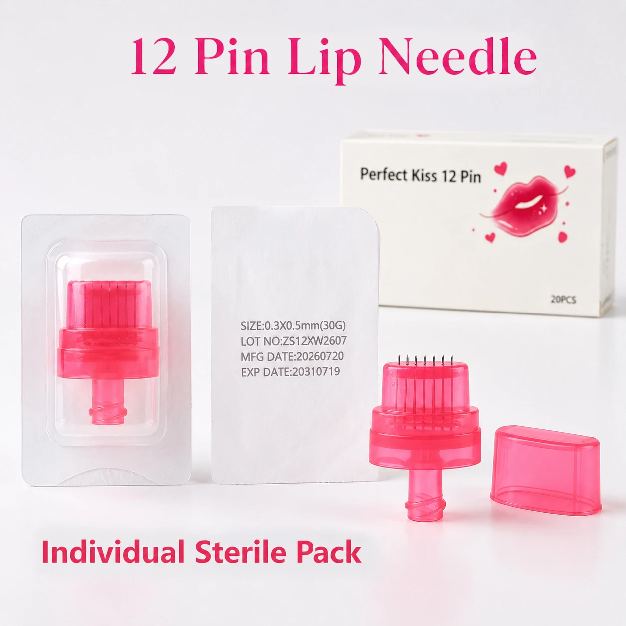 5 Stück/10 Stück, Sterile 12-Pin-Lippennadel mit Luer-Lock 30G 0,5mm Lippen-Booster-Nano-Nadel für Lippenpflege und Feuchtigkeitspflege – Detail 5